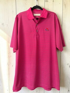 Men’s Red Striped Short-Sleeve Polo